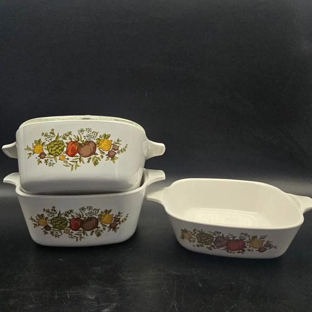 Corningware Spice of Life Small Casserole Dish Set Bakeware Vintage 1970s